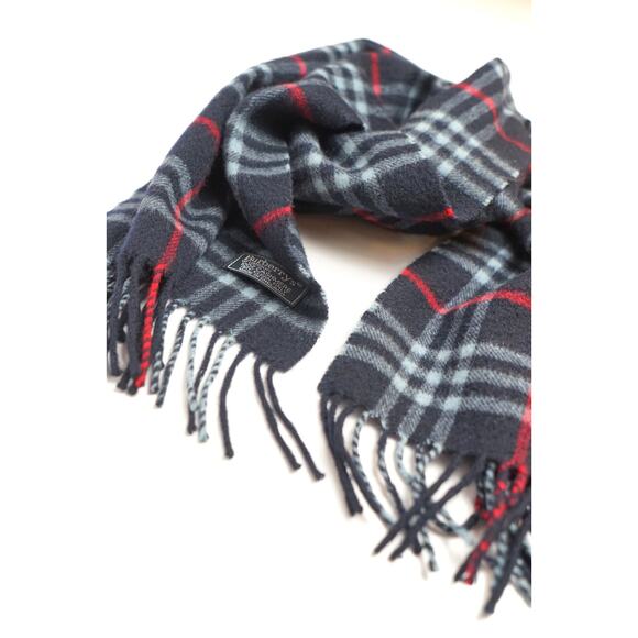 Burberry Navy Tartan Cashmere Scarf - Picture 8 of 10